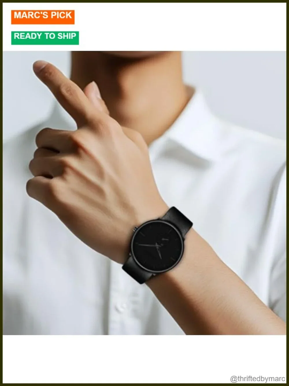 Ultra-Thin Minimalist Waterproof Analog Quartz Leather Strap Wrist Watch